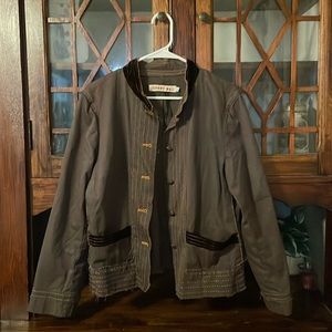 Johnny Was Velvet Trim Cotton Jacket Size XL